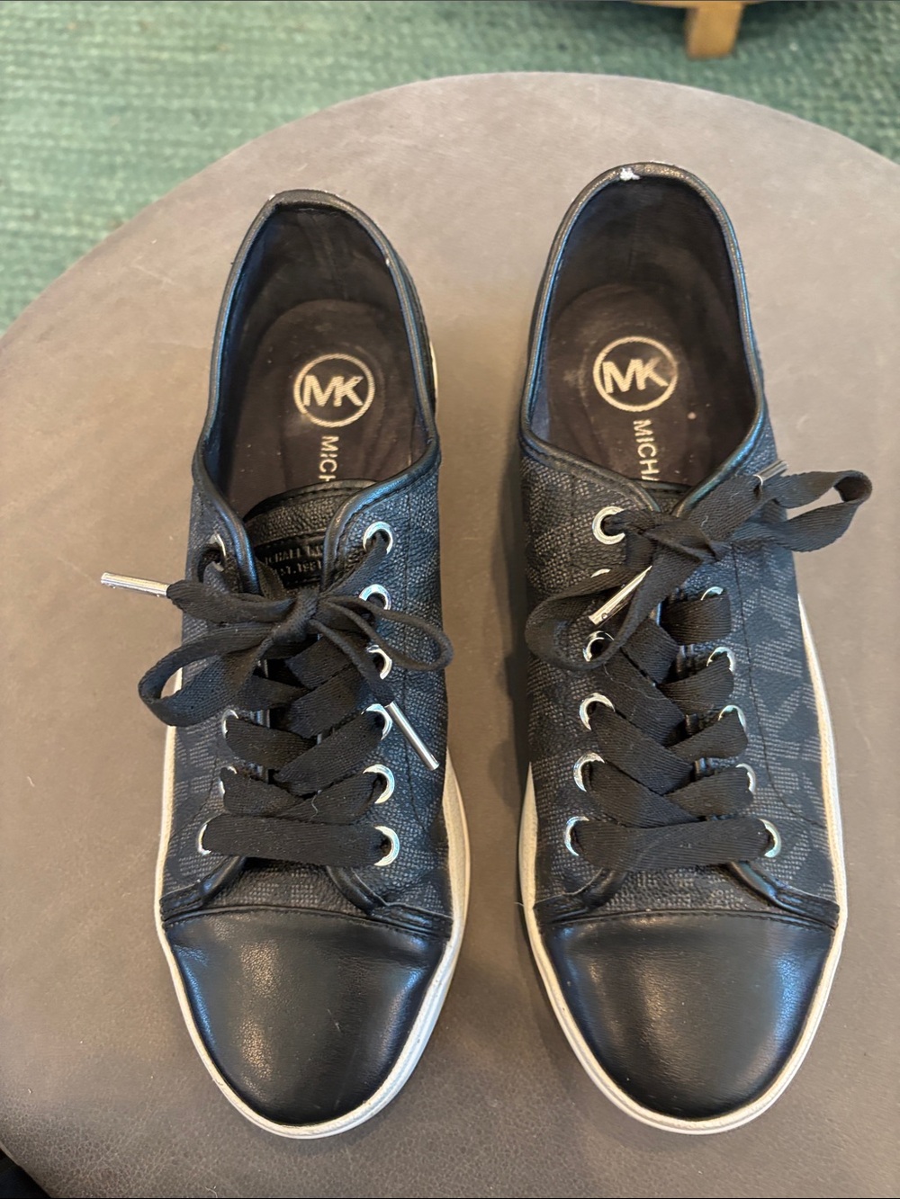 Michael Kors Black Lace-Up Low-Top Sneakers with MK Monogram